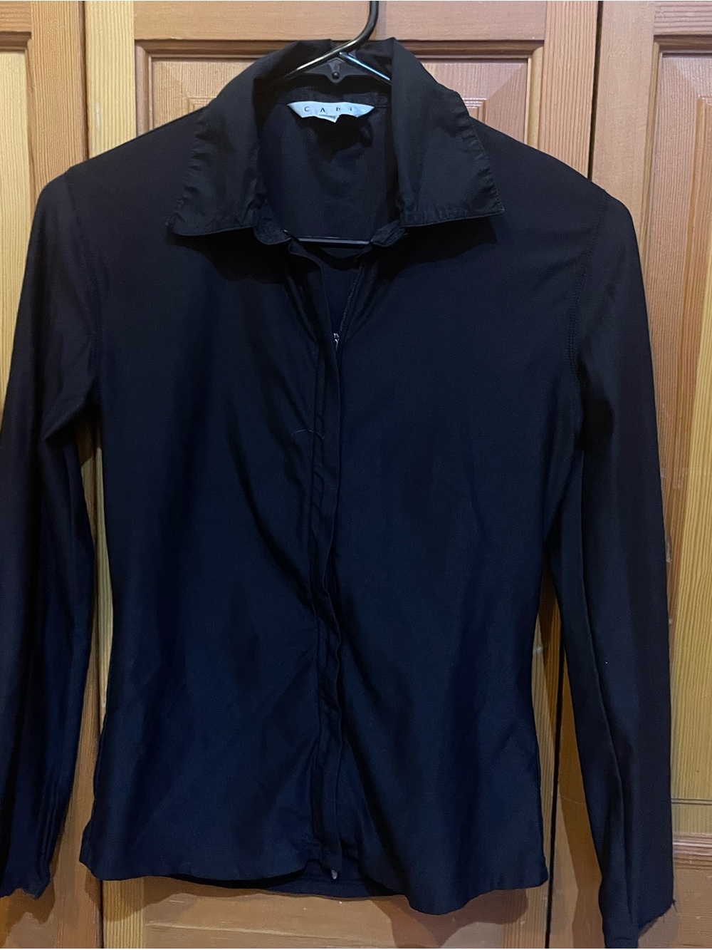 CAbi Black Long-Sleeve Collared Blouse
